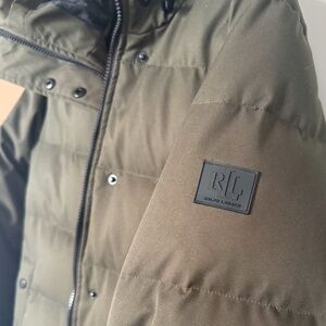 Ralph Lauren Puffer Jacket | Olive Green | Removable Fur trim | Women's size L